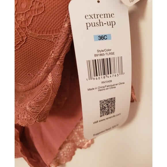 Rene Rofe Women’s Extreme Push-Up Lace Lingerie Bikini Set Brown Sz 36C NWT - Picture 9 of 11